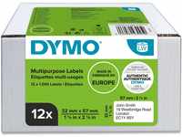 DYMO Original LabelWriter Mehrzwecketiketten | 32 mm x 57 mm | 12 Rollen mit je...