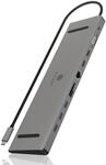 ICY BOX USB-C Docking Station (11-in-1) f&uuml;r 2 Monitore (2x HDMI & 1x VGA), 4K 30Hz,
