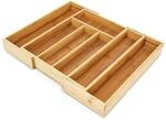 Relaxdays Besteckkasten aus Bambus HBT ca. 5 x 42,7 x 34cm Besteckeinsatz...