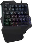 LogiLink Beleuchtete Einhand-Gaming Tastatur mit ergonomischer Handauflage und