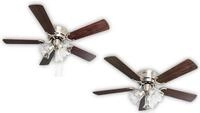 PEPEO - Kisa Deckenventilator mit Beleuchtung | Ventilator mit Zugschalter in Silber