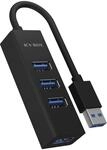 ICY BOX 4 Port USB Hub 3.0 mit USB 3.0 Verbindung, integriertes Kabel, Aluminium,
