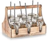 Zeller 19747 Trinkgl&auml;ser-Set, 7-TLG., Glas/Metall/Holz, ca. 29 x 22,5 x 22,1 cm