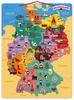 Janod Deutschlandkarte, magnetisch, Puzzle für Kinder aus Holz, 79 magnetische