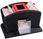 Relaxdays, schwarz Kartenmischer Elektrisch, Leder, 4 Decks, Automatische
