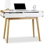 Relaxdays Schreibtisch mit Schubladen, Nordisches Design Schminktisch,