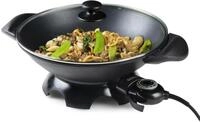DOMO Elektrischer Wok &ndash; 5 L, Glasdeckel, Antihaftbeschichtung, 2200 W