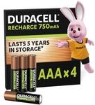 DURACELL AAA Wiederaufladbare Batterie (4 St&uuml;ck) 1.2V, 750 mAh NiMH