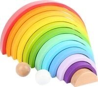 small foot Bausteine "Regenbogen XL" aus Holz, 12 teiliger Bogen mit 2 Kugeln,...