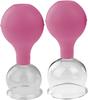 pulox Schröpfglas aus Echtglas 2er-Set inkl. Saugball 52 mm & 62 mm, Pink