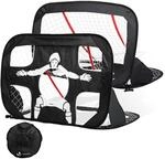 VOUNOT Pop Up Fu&szlig;balltor 2er Set 120&times;80 cm, Kinder Fu&szlig;balltore mit 2-in-1 Torwand