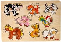 goki 57873 Steckpuzzle Bauernhof VII, 30 x 21 cm &ndash; Holzpuzzle mit 8 bunten