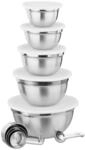 Relaxdays K&uuml;chen Set 18-tlg., 5 x R&uuml;hrsch&uuml;ssel mit Deckel, Messl&ouml;ffel &...