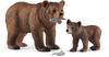 schleich WILD LIFE 42473 Realistische Grizzlybärenmutter, Jungtier und Fisch -