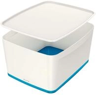 Leitz MyBox, Aufbewahrungsbox mit Deckel, Gro&szlig;, Blickdicht, Wei&szlig;/Blau...