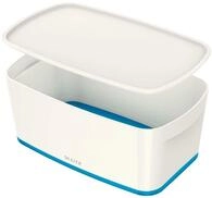 Leitz MyBox, Aufbewahrungsbox mit Deckel, Klein, Blickdicht, Wei&szlig;/Blau...