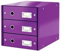Leitz, Schubladenbox, Lila, 3 Schubladen, A4, Click & Store, 60480062