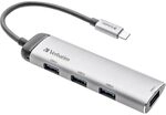Verbatim 4-in-1 USB-C Multiport Hub 4X USB 3.2 Gen1 Adapter Aluminium | USB-C