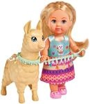 Simba 105733497 - Evi Love Puppe im s&uuml;&szlig;en Outfit mit Alpaka und Leine, 12cm, F&uuml;r