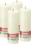 Bolsius Rustik Stumpenkerzen - Elfenbein - 4 St&uuml;ck - 19 x 7 cm - L&auml;nge Brenndauer
