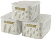 Curver Style Box S mit Deckel, 3er-Set, cr&egrave;me, 3x7L