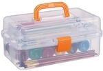 Relaxdays Transparente Plastikbox, 9 F&auml;cher, Werkzeugbox, N&auml;hk&auml;stchen,