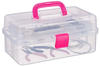 Relaxdays Transparente Plastikbox, 9 Fächer, Werkzeugbox, Nähkästchen,
