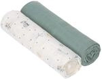 L&Auml;SSIG Baby Puckdecke Spuckdecke Pucktuch Mulltuch 2er Set Baumwolle 120 x 120 cm/