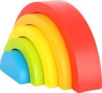 small foot Holzbausteine Regenbogen, Babymotorikspielzeug mit f&uuml;nf Formen,...