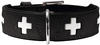 HUNTER SWISS Hundehalsband, Leder, hochwertig, schweizer Kreuz, 65 (L), schwarz