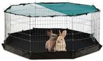 Relaxdays Freilaufgehege, Boden, Netzabdeckung, 8 Gitter, Kaninchen, Meerschweinchen,