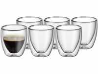 WMF Kult doppelwandige Espressotassen Glas Set 6-teilig, Espresso Gläser,