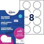 Avery Zweckform J4881-20 Namensetiketten (160 Namensaufkleber rund, &Oslash;65mm auf...