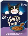 FELIX Soup Time Original Erg&auml;nzungsnassfutter f&uuml;r Katzen 6 Portionsbeutel...