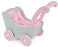 Holzpuppenwagen f&uuml;r Baby-Puppen bis 54 cm, Puppenwagen aus Holz, Schiebeh&ouml;he...