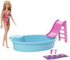 Barbie-Pool, 1x Puppe mit blonden Haaren, Pool und Rutsche, Accessoires,...