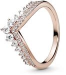 PANDORA Prinzessin-Wishbone Ring in Ros&eacute;gold mit 14 Karat ros&eacute;vergoldete