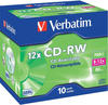 Verbatim CD-RW 700 MB, 10er Pack Jewel Case, CD Rohlinge beschreibbar, 52-fache