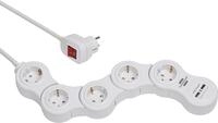 Brennenstuhl Vario Power Steckdosenleiste mit USB-Ladefunktion/Bewegliche