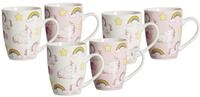 Ritzenhoff & Breker Kaffeebecher-Set Unicorn, 6-teilig, 350 ml, Porzellan, Rosa