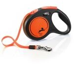 flexi&reg; Neon M | 5m Gurt Roll-Leine f&uuml;r Hunde bis 25 kg | schwarz/neon-orange 