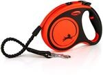 flexi&reg; Xtreme M | 5m Gurt Roll-Leine f&uuml;r Hunde bis 35 kg | schwarz/orange 