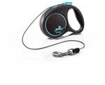 flexi&reg; Black Design XS Seil 3 m schwarz/blau, Roll-Leine f&uuml;r kleine Hunde bis...