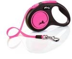 flexi&reg; Neon S | 5m Gurt Roll-Leine f&uuml;r Hunde bis 15 kg | schwarz/neon-pink 