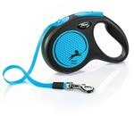 flexi&reg; Neon M | 5m Gurt Roll-Leine f&uuml;r Hunde bis 25 kg | schwarz/neon-blau 