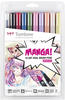 Tombow ABT-10C-MANGA2 Fasermaler, Dual Brush Pen mit zwei Spitzen, 10-er Manga...