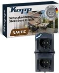 Kopp NAUTIC 2-fach Schutzkontakt-Steckdose mit Klappdeckel in Anthrazit -...