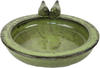 Esschert Design FB489, grüne Vogeltränke, Keramik, rund, 10,9 x 32,9 x 30,7 cm