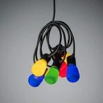 Konstsmide LED Biergartenkette, opal, 40 bunte Birnen / 80 warm wei&szlig;e Dioden, 6V