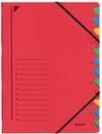 Leitz 39120025 Ordnungsmappe, 12 F&auml;cher, Colorspankarton, rot